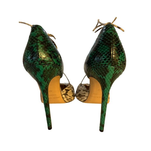 Bionda Castana Stiletto Heels Size 40 / 9-9.5 Snakeskin Two Toned Ankle Ties - Picture 4 of 11